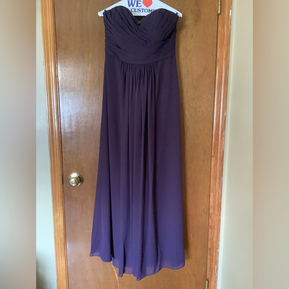 Bill Levkoff strapless sweetheart neckline gown.